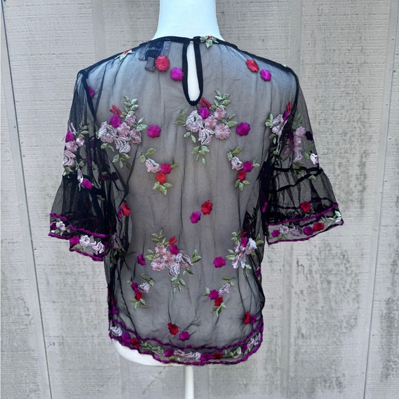 Elegant Sheer Floral Embroidered Blouse - Picture 6 of 7